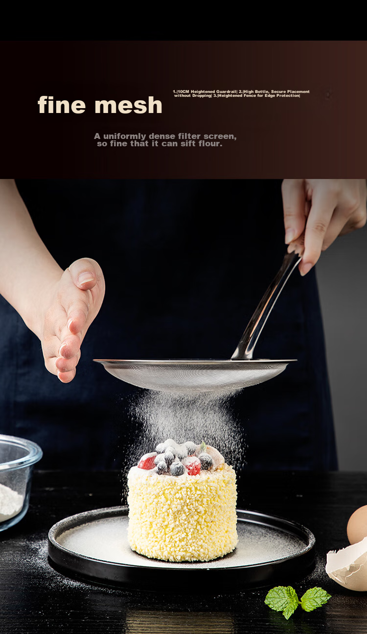 MAXCOOK Ситечко для муки и продуктов, нержавеющая сталь, 15 см, MCCU2434