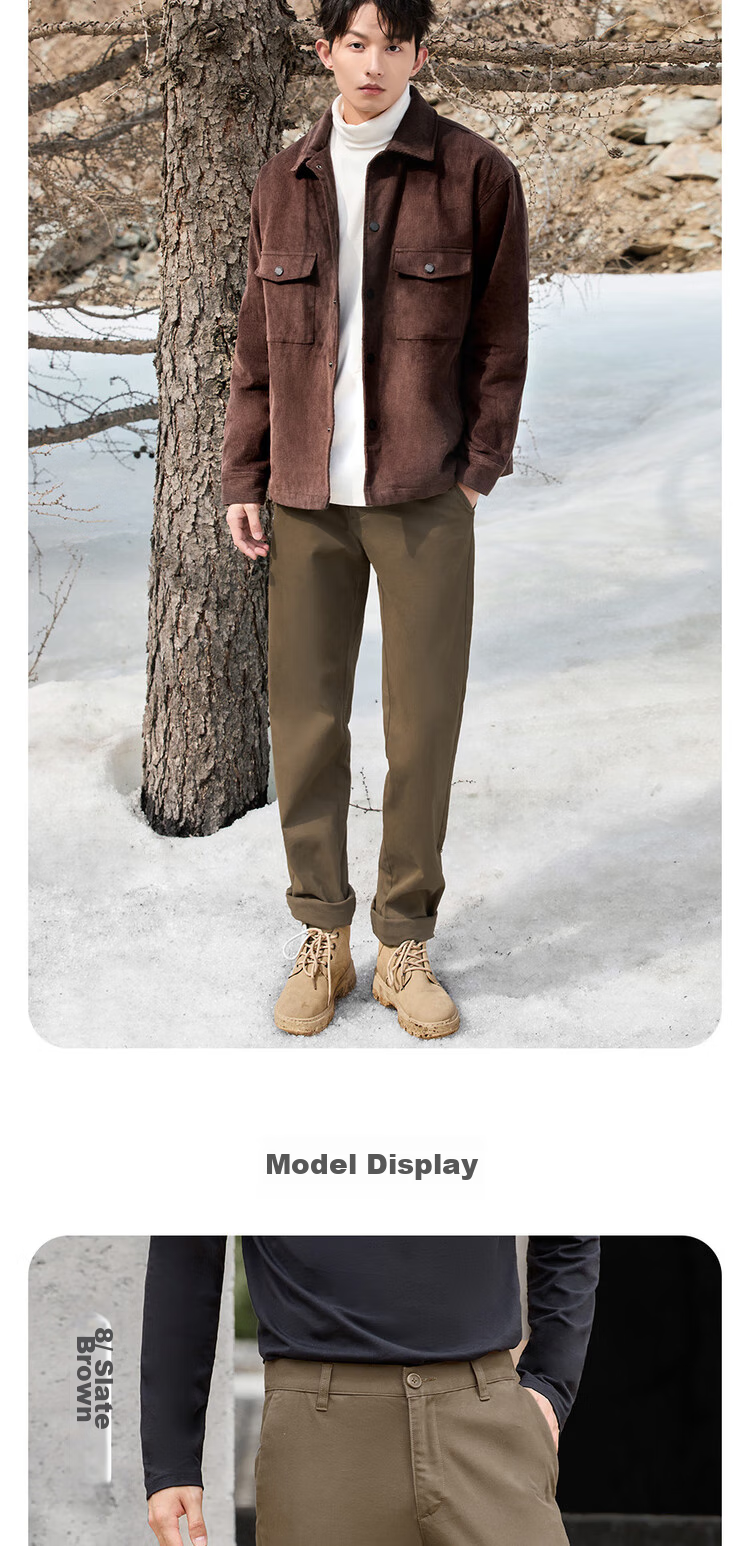 Брюки Giordano Easy-Care для мужчин, теплые, зауженного кроя, устойчивые к складкам, повседневные брюки 01114675