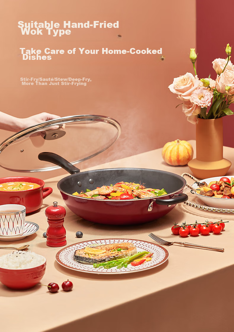 Сковорода SUPOR Non-Stick Wok 34 см, подходит для индукционных и газовых плит, здоровое приготовление пищи для домашнего использования PC34S1