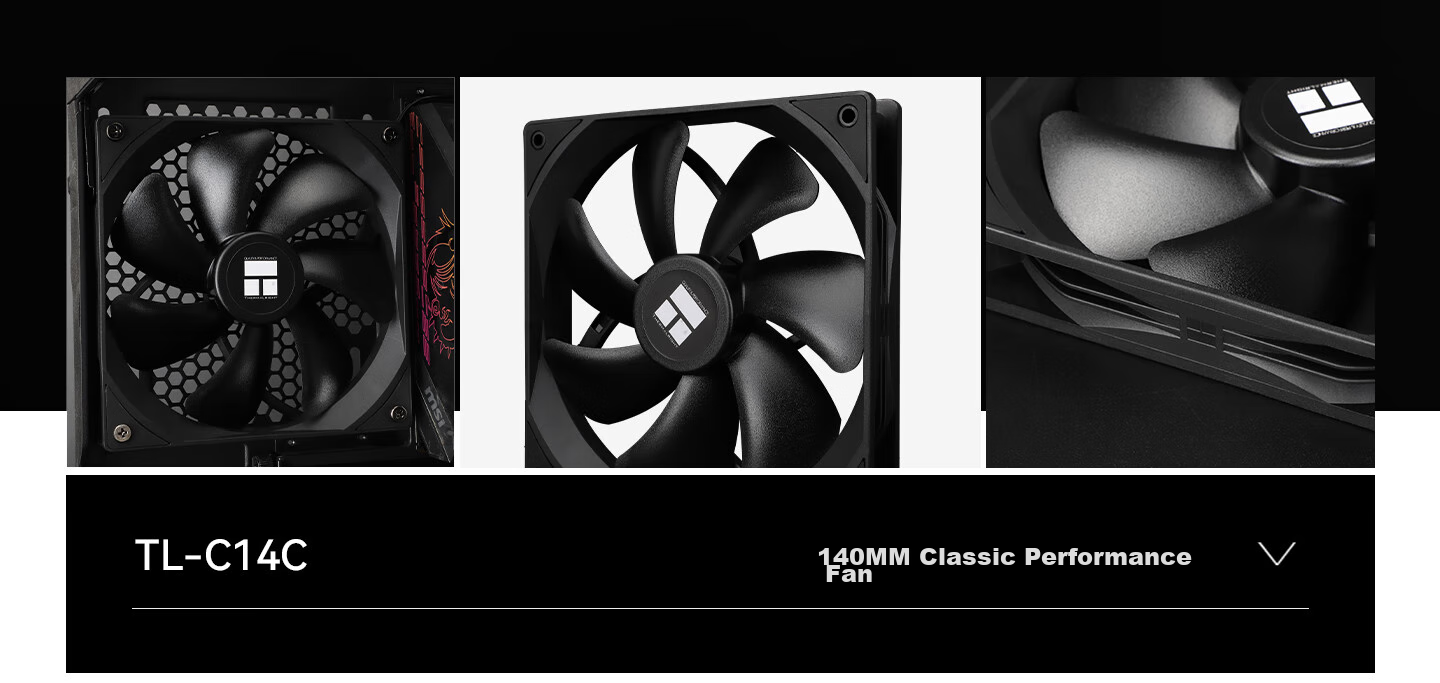 Вентилятор для корпуса Thermalright TL-C14C Black 14см, S-FDB подшипник, PWM