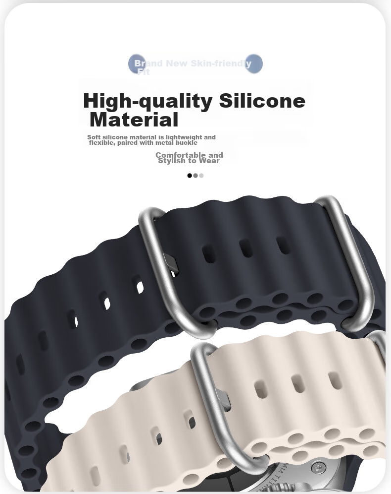 Ремешок Weiqiantu для Apple Watch Ultra 2/S9/S8 Ocean Band 7/6/SE2, спортивный силиконовый, 44/45/49мм, цвет полуночный