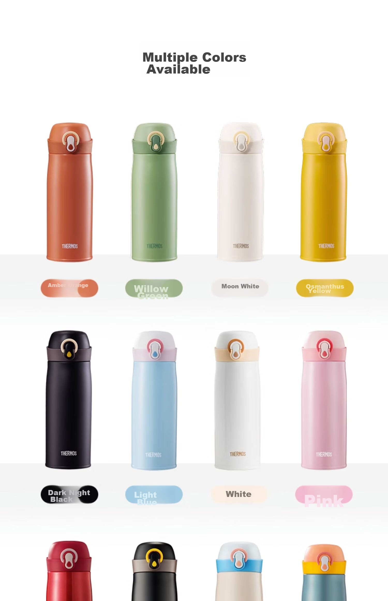 Термос THERMOS, 400 мл, нержавеющая сталь 316L, для мужчин, женщин и детей, сохраняет холодную воду, чайная чашка, TCME-400S, цвет "Новый продукт · Полумесяц белый"