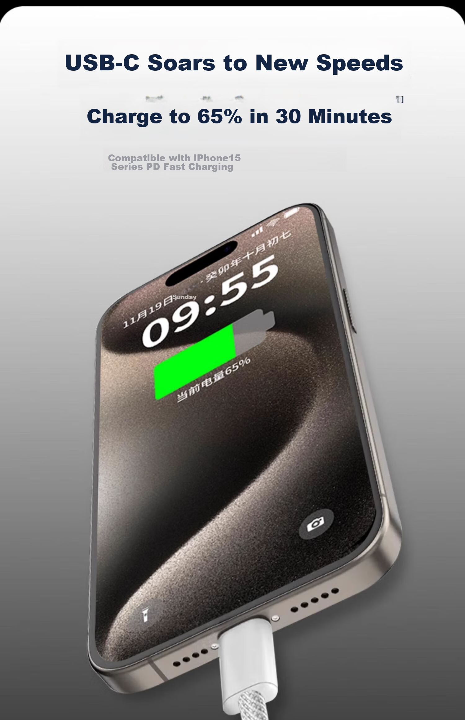 Кабель JOWOYE Apple 15, кабель данных для iPhone 16 Pro Max/Plus, кабель быстрой зарядки USB-C для iPad Pro/Air 5, плетеный кабель зарядки Type-C для CarPlay