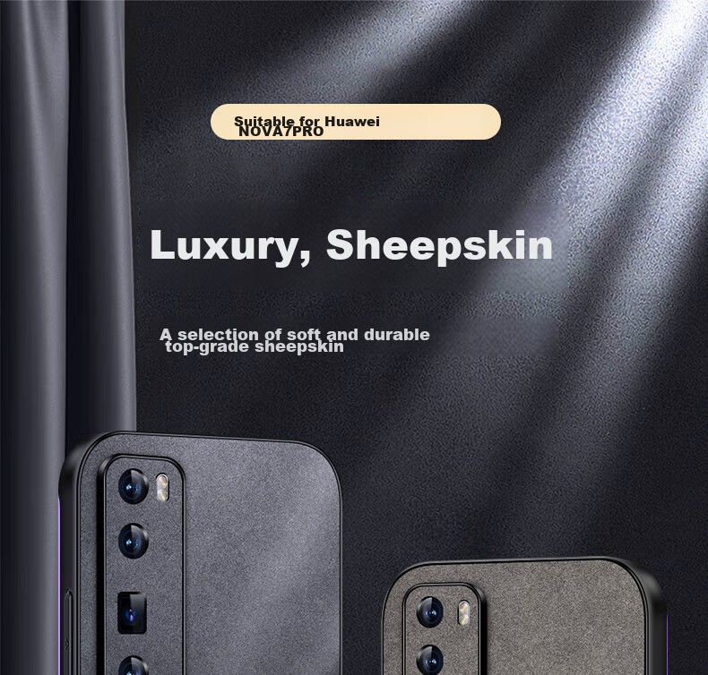 Чехол для телефона Shangsu для Huawei Nova 7 Pro, противоударный, с защитой объектива, из натуральной кожи ягненка, черный