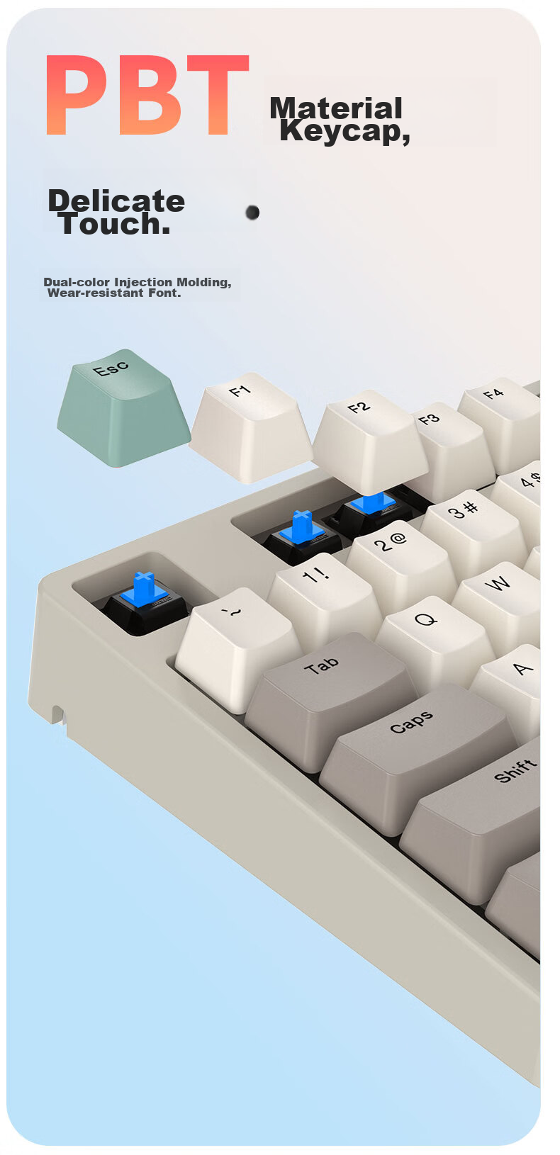 Механическая клавиатура Ikbc C200, 87 клавиш, проводная, игровая, офисная, серая, с переключателями Cherry MX Brown