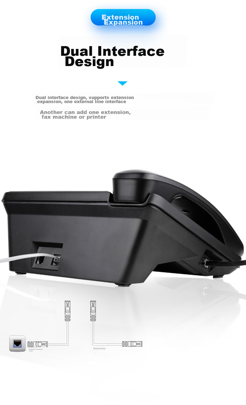 Телефон стационарный PHILIPS CORD282A Black, с определителем номера и подсветкой экрана
