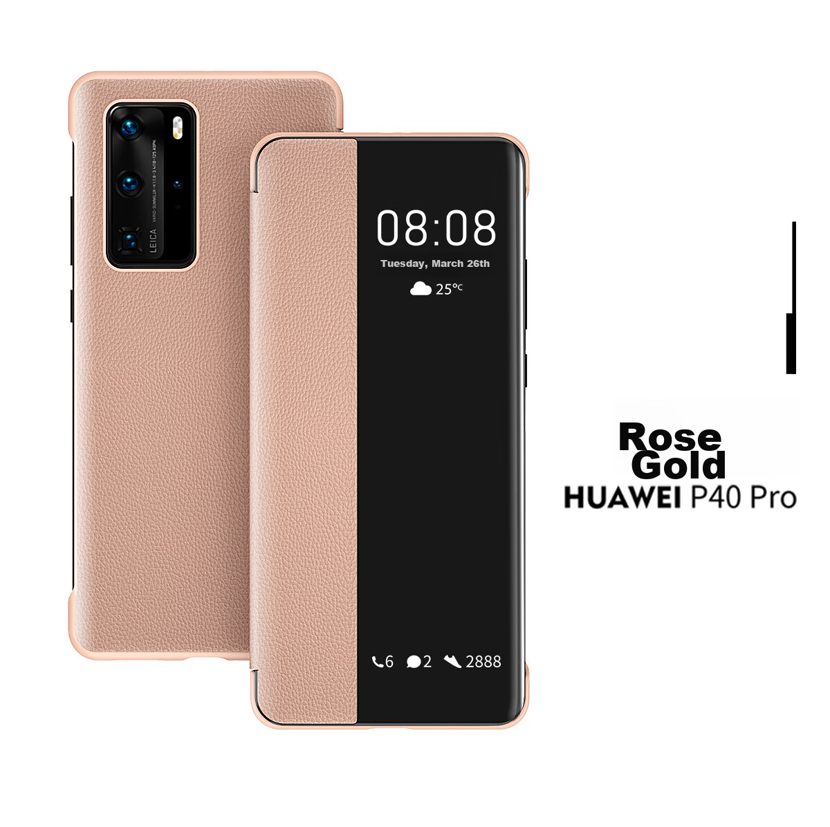 Чехол-книжка ZhengJian из натуральной кожи для Huawei P40 Pro, с окном Smart View, черный
