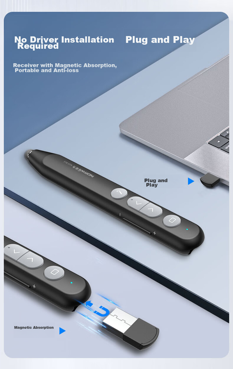 Ручка-презентер NORWII N20 BLE, сенсорная, многофункциональная, с Bluetooth, для учителей, черная