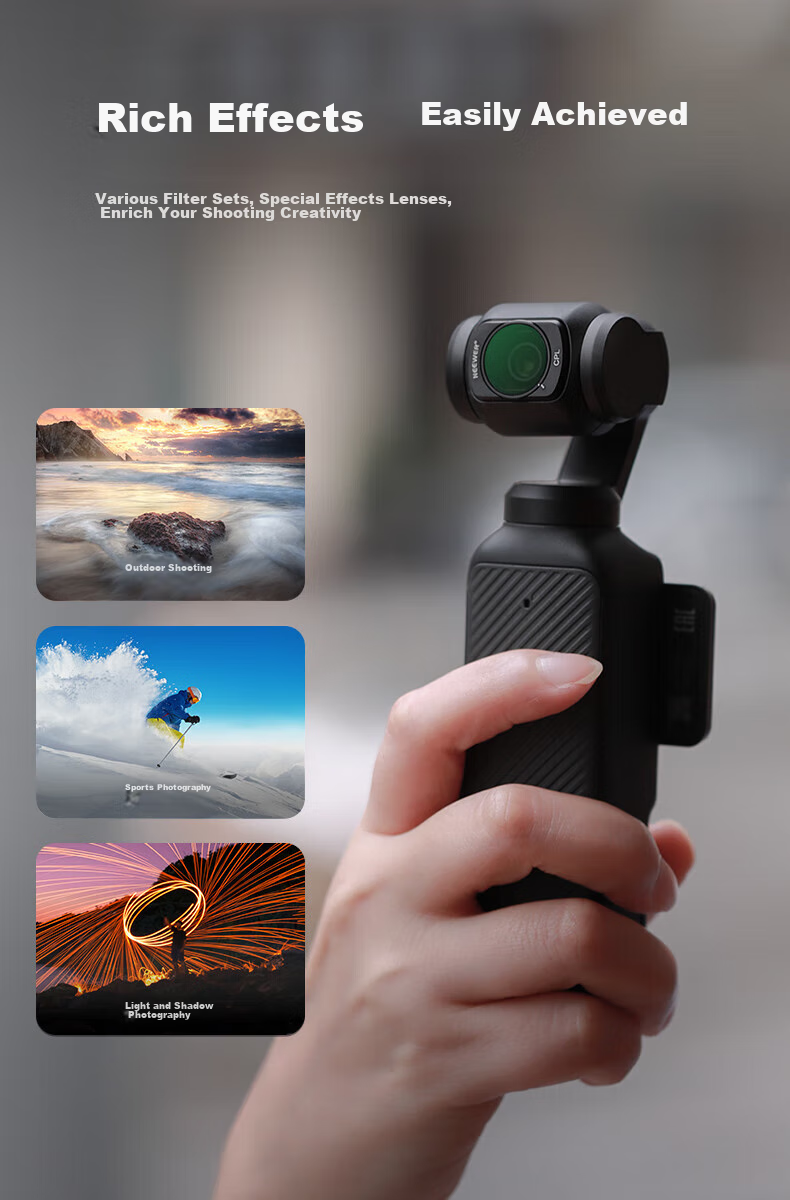 Комплект магнитных фильтров NEEWER для DJI Pocket 3, включая УФ, ND, CPL, черный мягкий 1/4