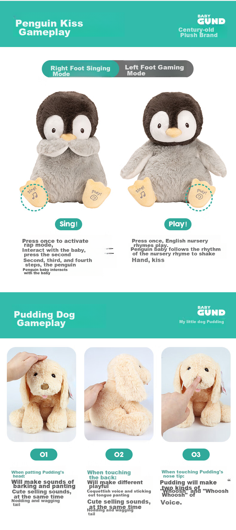 Плюшевая игрушка Gund "Медвежонок на День Рождения", музыкальная, новогодняя, подарок для малыша
