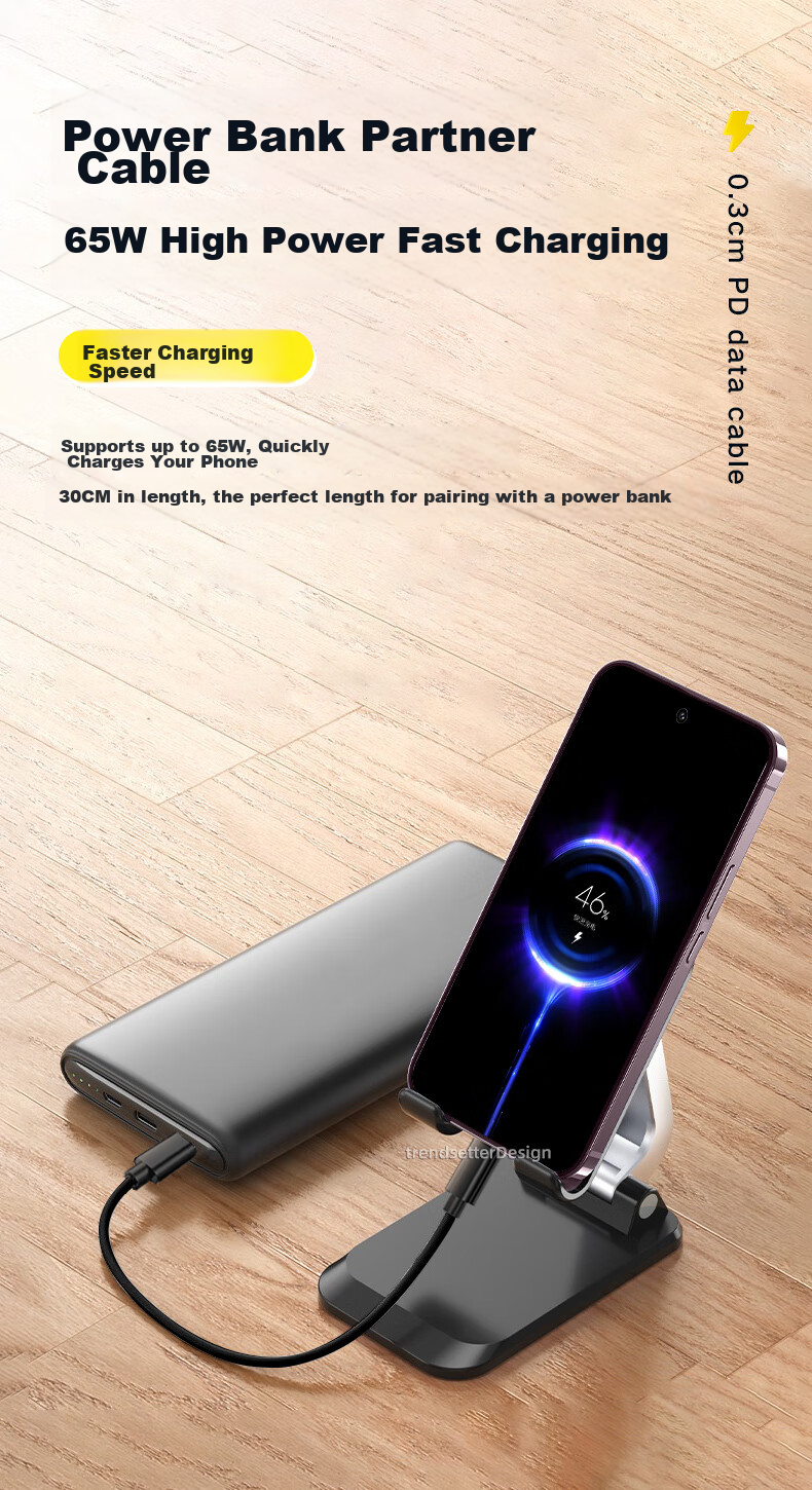 Кабель Yingqian Type-C - Type-C, 30 см, 65 Вт, черный. Совместим с Samsung S24/S23/Ultra/S22/S21/S20/ZFlip/Note20 A54.