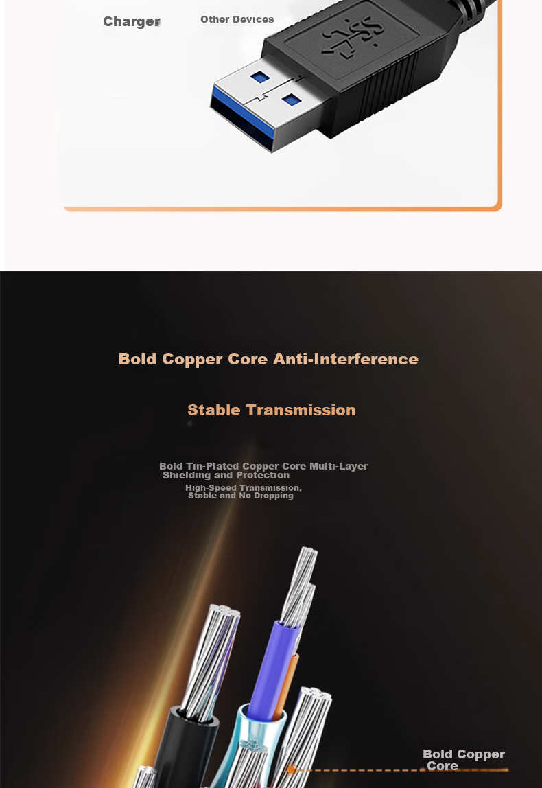 Кабель BURLEFRAN Portable Hard Drive Data Cable, Micro USB 3.0 High-Speed Transfer, для Toshiba, Seagate, Western Digital Portable Hard Drive Enclosure Adapter Cable, 0.3 метра