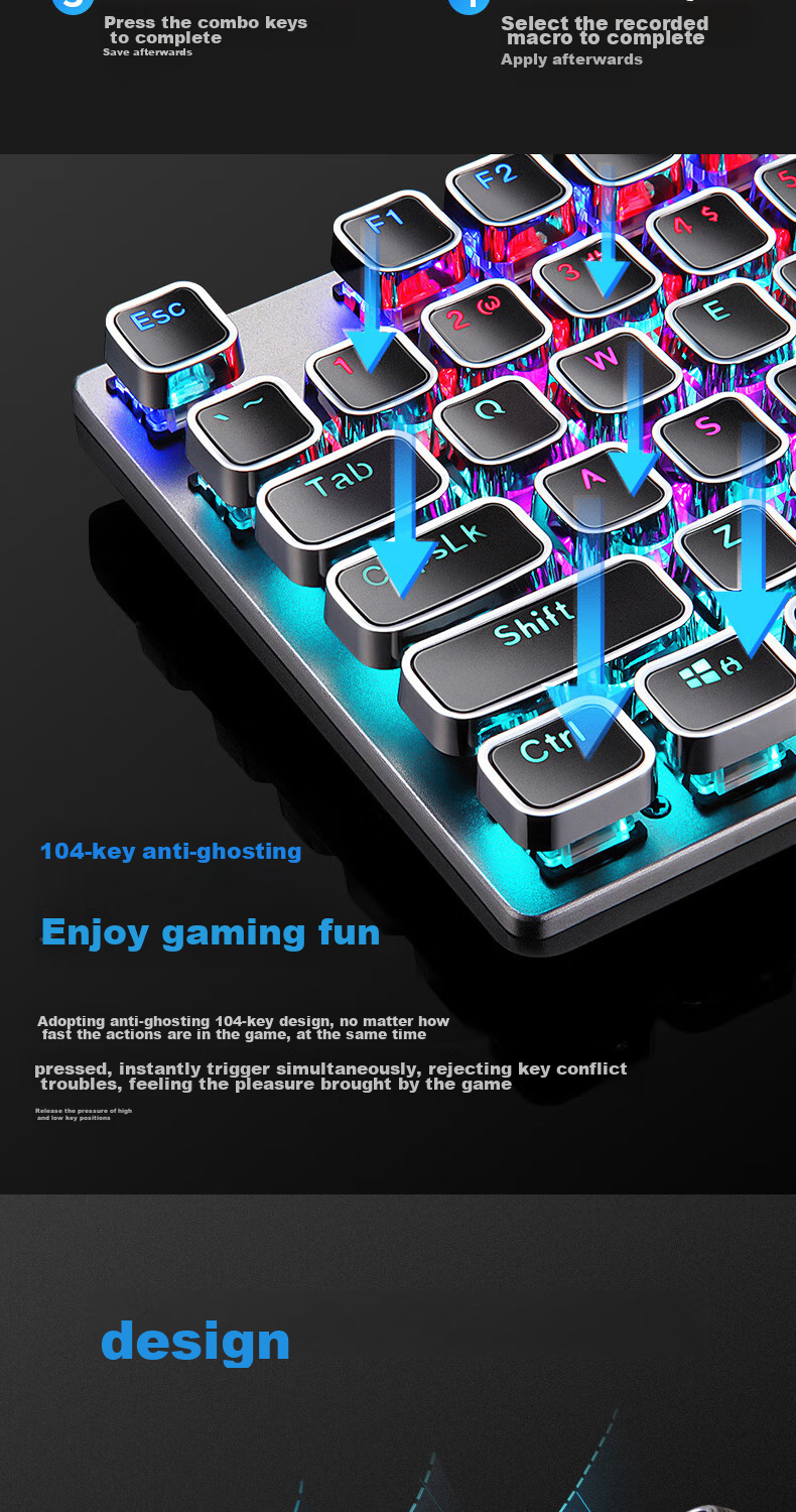 Механическая клавиатура AULA F2088 Wired Gaming Keyboard, 104 клавиши, серебристо-белый цвет, синий переключатель, Elite Edition