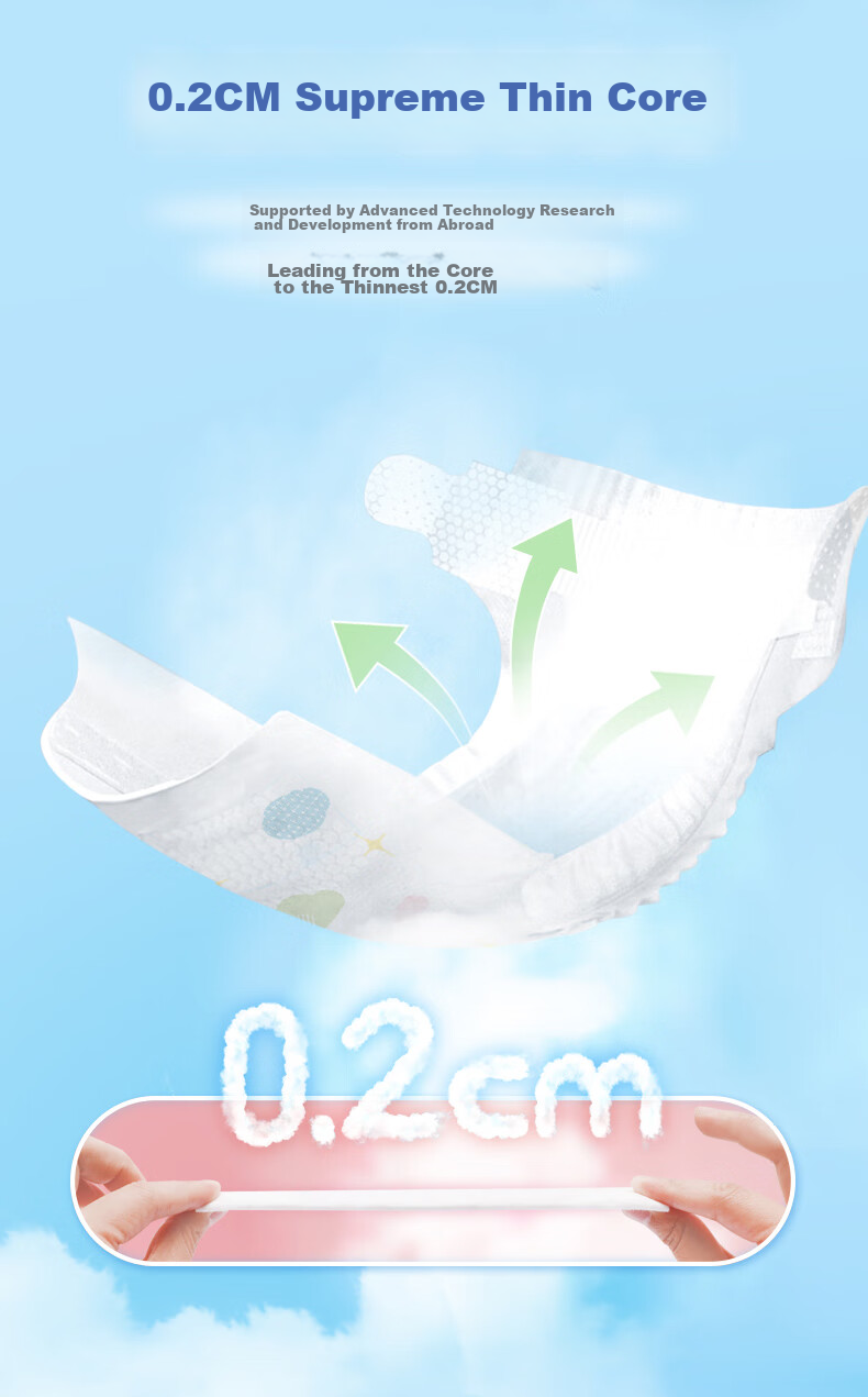 Подгузники Jiaying Cloud Soft, размер M, 96 шт. (4-8 кг), ультратонкие, дышащие, для мальчиков и девочек