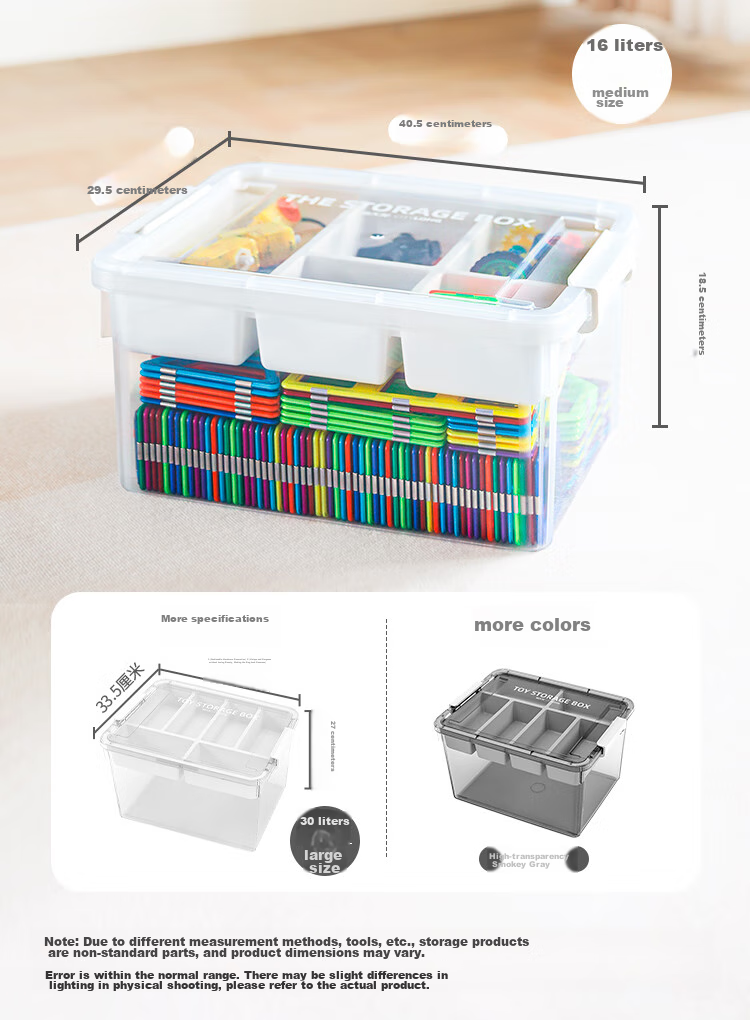Конструктор Xitianlong LEGO Storage Box, Органайзер для детских конструкторов и магнитных плиток, Ящик для сортировки игрушек большой вместимости, 16 литров, прозрачно-белый