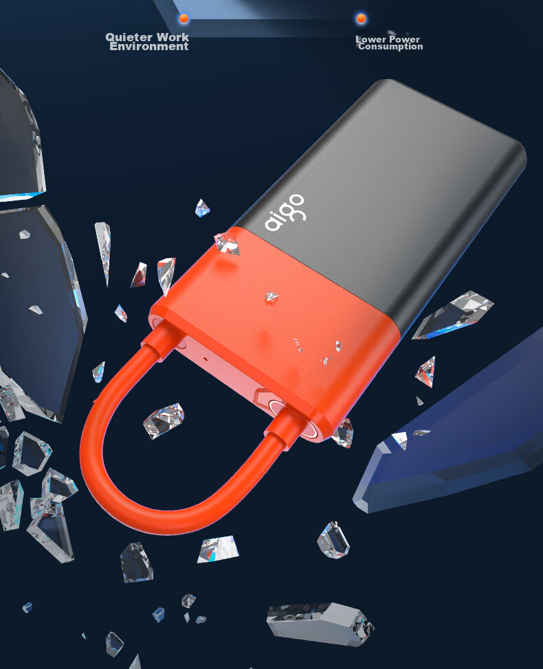 Портативный твердотельный накопитель Aigo S11, 1 ТБ, Type-C USB 3.2, скорость чтения до 520 МБ/с, встроенные кабели, идеально подходит для офисной работы, прямое подключение к телефону
