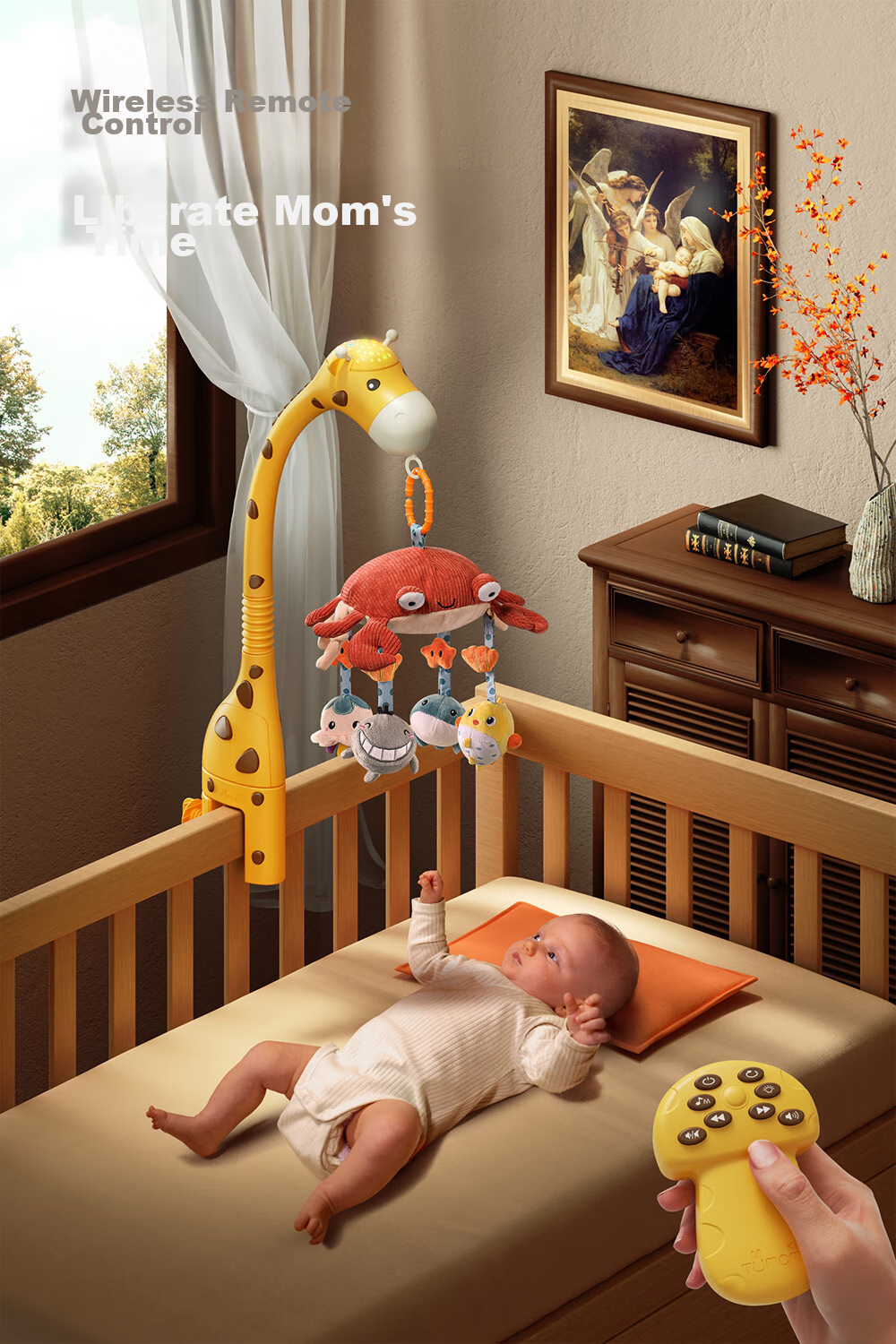 Погремушка Tumama Kids, музыкальная развивающая игрушка для детей от 0 до 1 года, подарок для новорожденного, успокаивающая игрушка на кроватку, подарок на первый месяц жизни