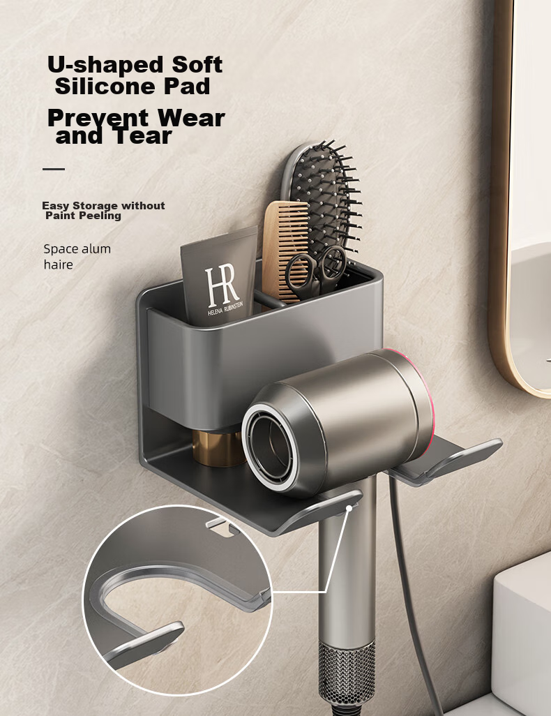 Держатель для фена Jiadu, без сверления, стойка для фена Dyson для ванной комнаты, вешалка для фена для душевой