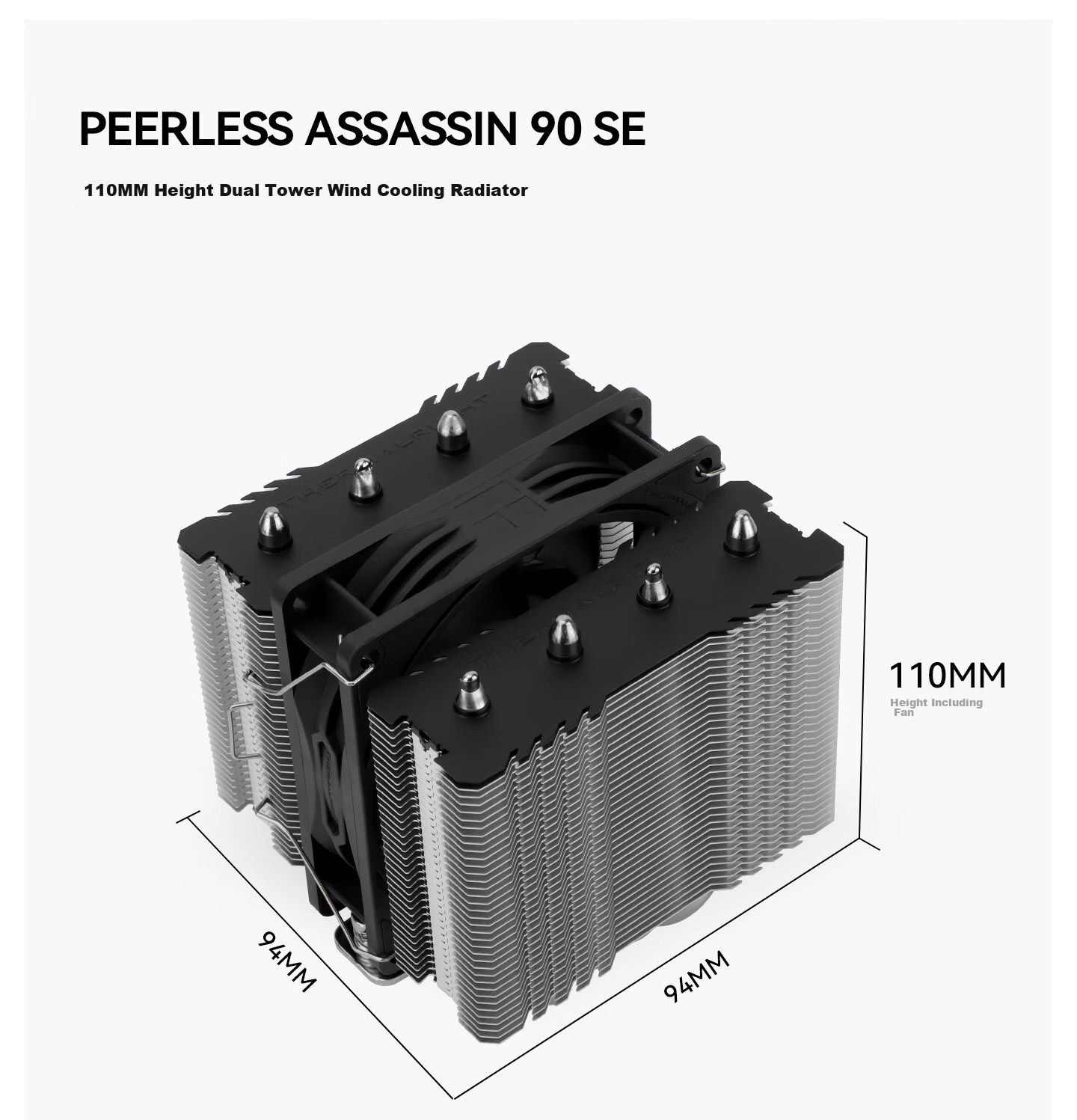 Воздушный кулер Thermalright Peerless Assassin 90 SE, высота 110 мм, 4 тепловые трубки AGHP, поддержка мультиплатформы, PA90 SE