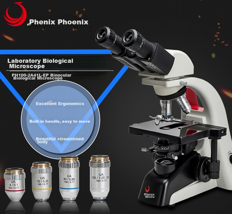 Биологический микроскоп Phenix PH100-2A41L, с высоким увеличением и разрешением, для обучения, экспериментов, ветеринарии и аквакультуры