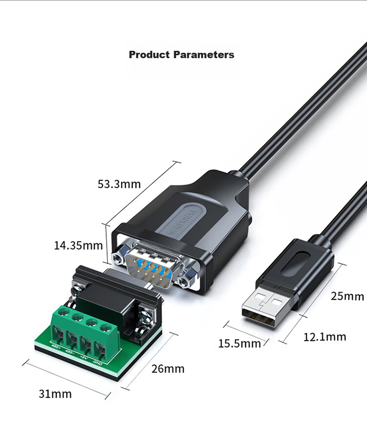 Кабель Shengwei USB to RS485, 1 метр, AML2010G, промышленный