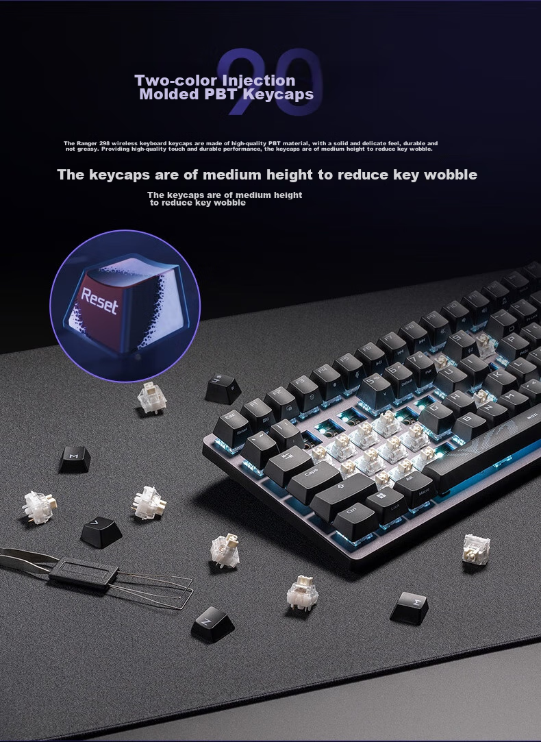 Беспроводная механическая клавиатура ROG Warrior 2 98, игровая, с RGB-подсветкой, 96 клавиш, NX Snow White Switches, черный