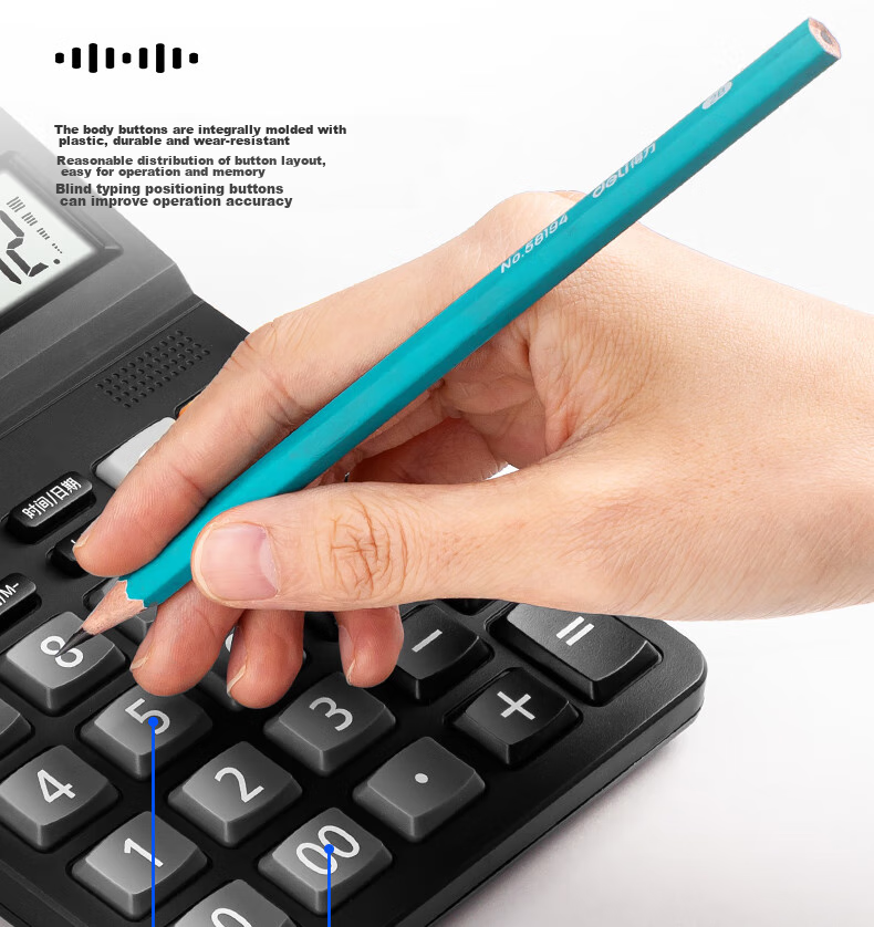 Калькулятор Deli DL-1502, 12-разрядный, с голосовым оповещением, настольный, для студентов и офиса, черный