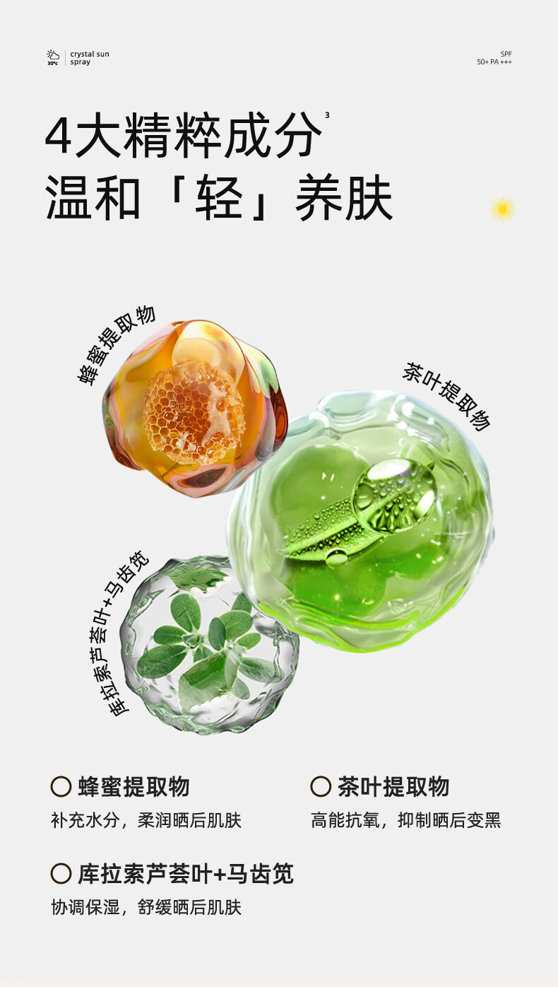 RE:CIPE玥之秘水晶防晒喷雾50ml沙滩海边全身防晒霜男女军训清爽SPF50+ 