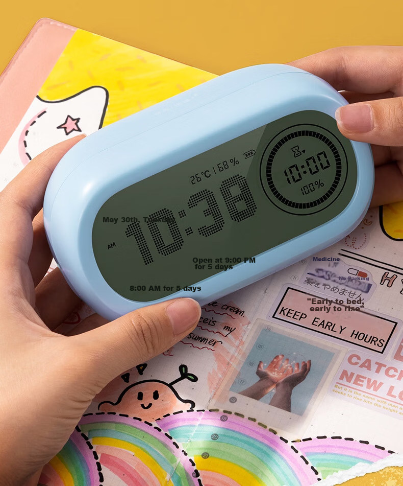 Визуальный таймер Deli LE106, обучающий, для детей, с индикатором температуры и влажности, зеленый