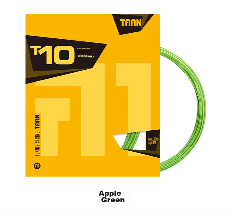 Струны для тенниса Taan T10 Apple Green, полиэстер, 12 м, 1.25 мм