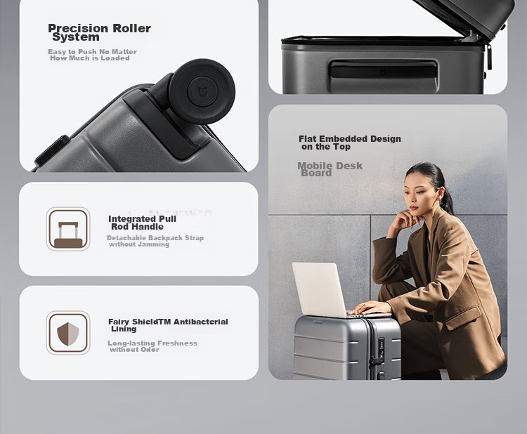 Чемодан Xiaomi Mijia Luggage, 20-дюймовый ручная кладь, поликарбонатный, с кодовым замком, бежевый