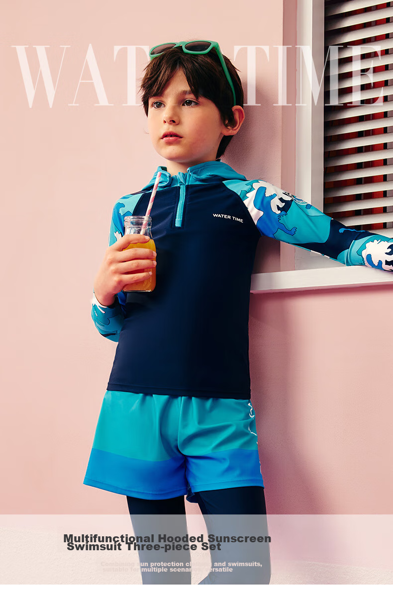Детский купальный костюм WATERTIME, мальчики, лето, двухсекционный, длинный стиль, защита от солнца, для детей старшего возраста, новый профессиональный купальный костюм для серфинга