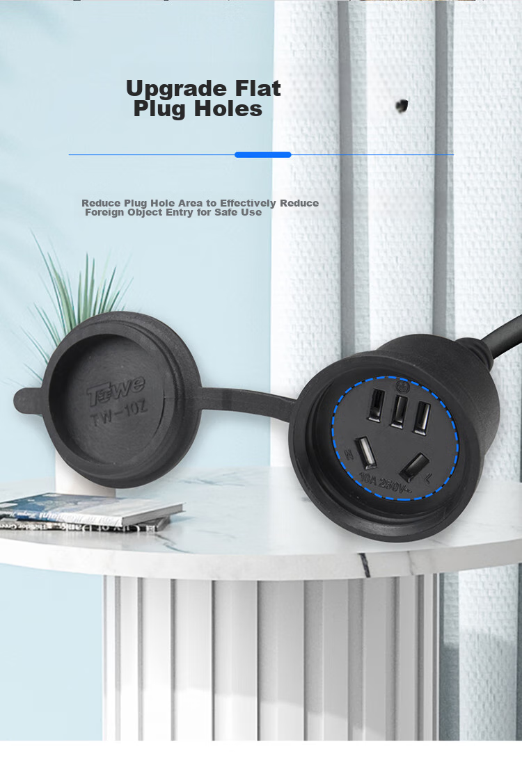Удлинитель TOWE Three-Prong Five-Hole Power Extension Cord, Socket Extension Cable для электромобилей и стиральных машин, кабель для зарядки, 1 метр, 1.0 кв. мм