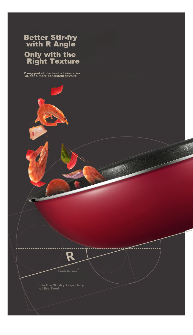 Сковорода SUPOR Non-Stick Wok 34 см, подходит для индукционных и газовых плит, здоровое приготовление пищи для домашнего использования PC34S1