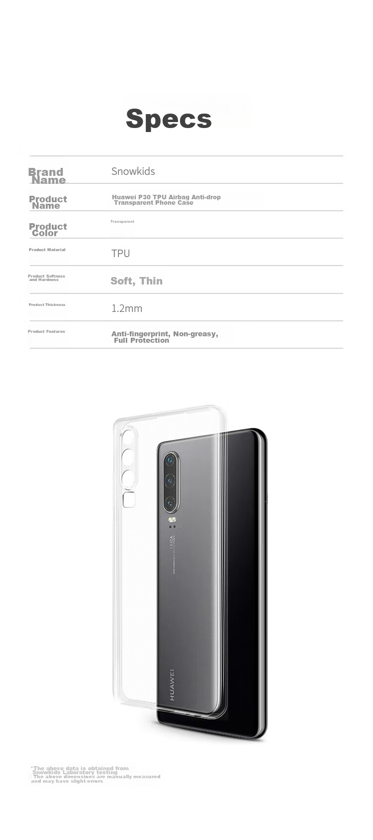 Прозрачный противоударный чехол Snowkids из ТПУ для Huawei P30, тонкий, модный, простой дизайн для мужчин и женщин