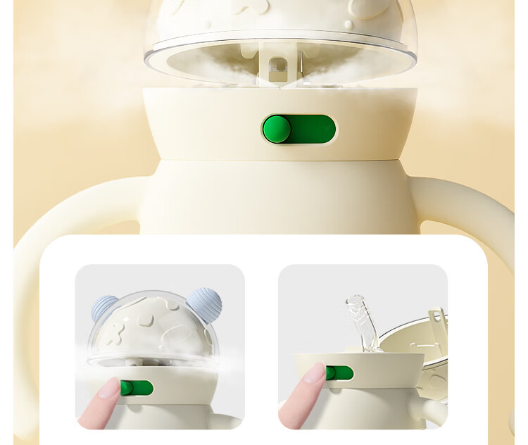 Детская термокружка-непроливайка Taoqibaby с трубочкой, 380 мл, с ручками, защита от падения, для малышей от 6 месяцев, синий