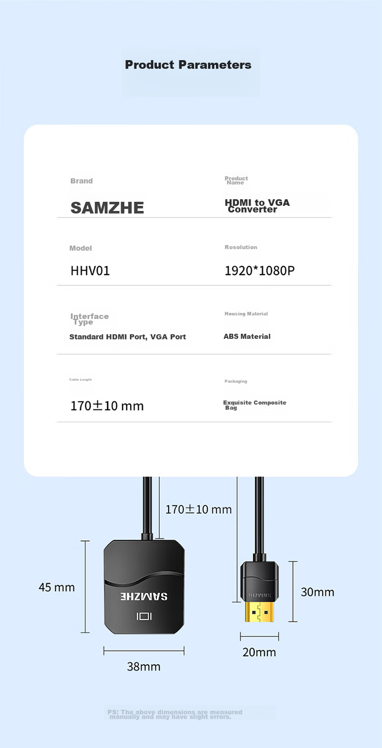HDMI - VGA переходник SAMZHE HHV01, черный, 1080P