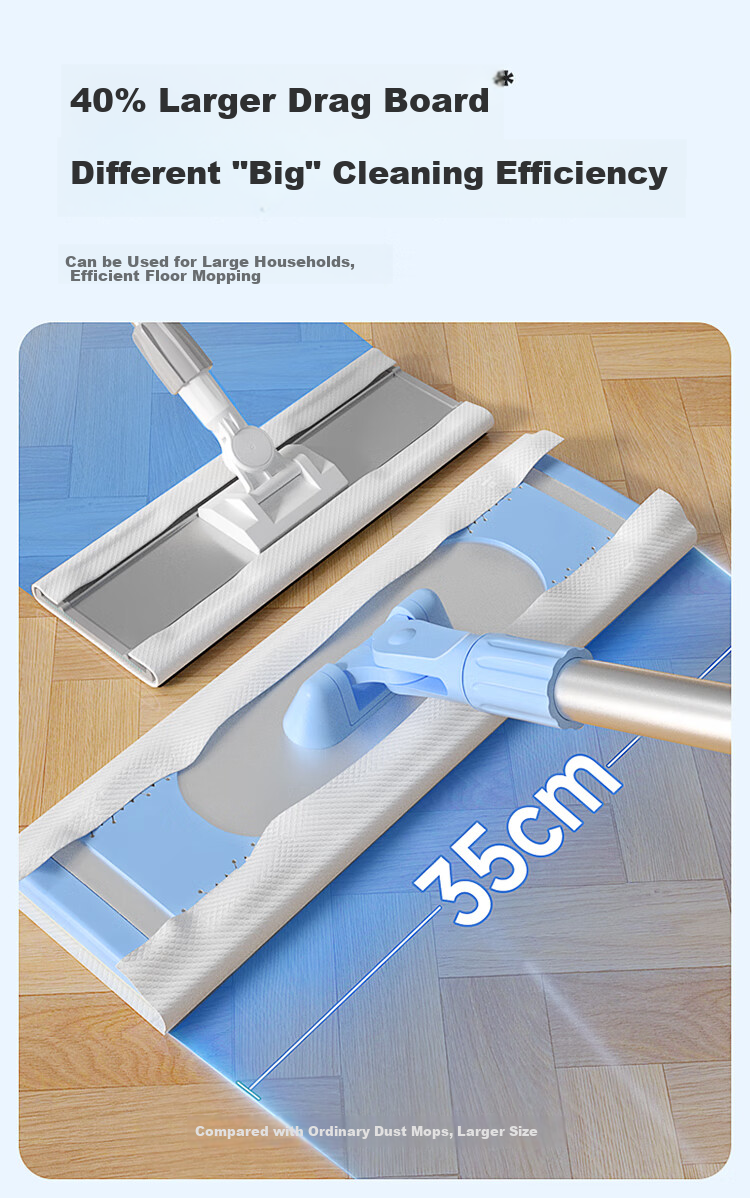 Швабра MARYYA electrostatic dust mop, 35см, алюминиевый сплав, плоская тряпка, влажные и сухие салфетки, 4 упаковки