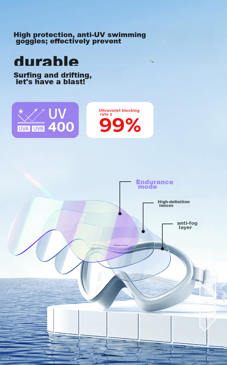Очки для плавания SWANS Adult Swimming Goggles, мужские и женские, с широким обзором, антифог, защита от УФ, противотуманные, для взрослых, для дайвинга, профессиональные, большие, модель Ice White