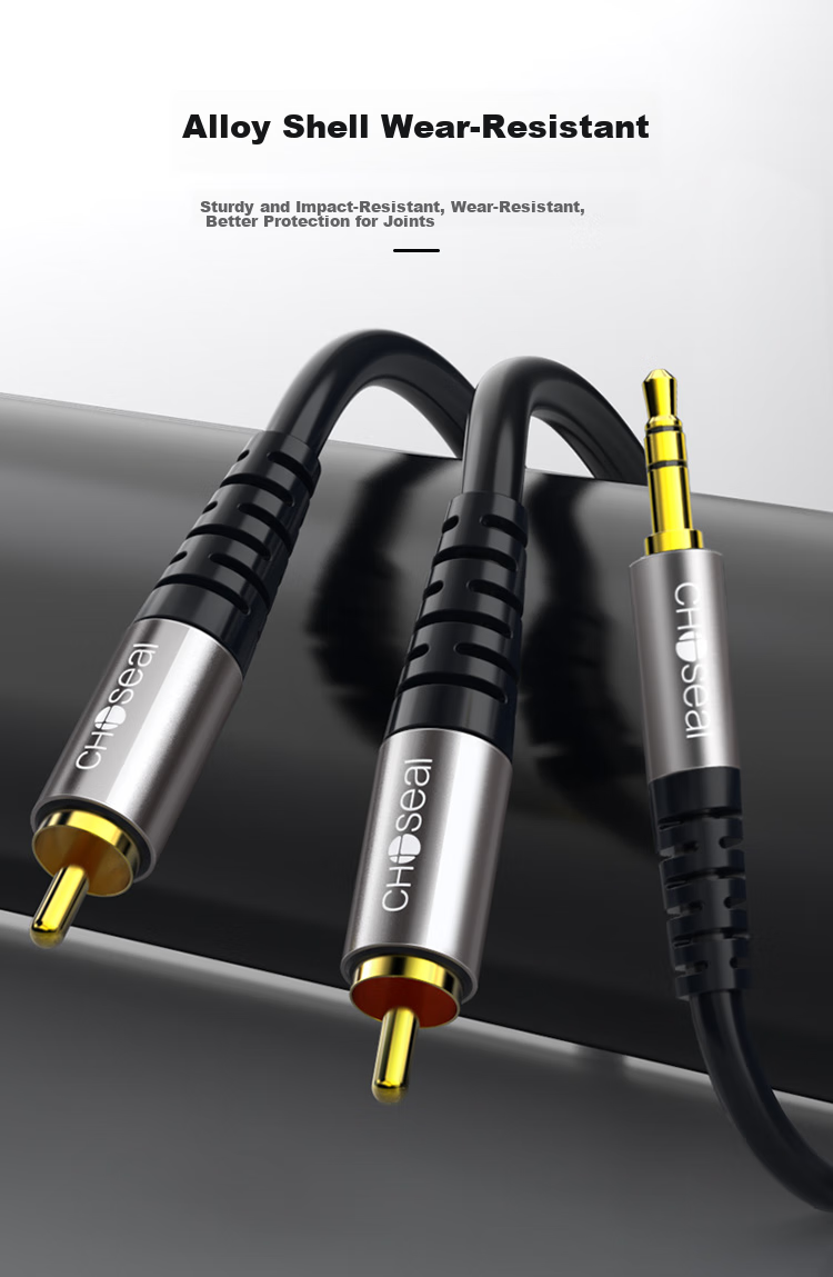 CHOSEAL QAD17BKT1 Аудиокабель от 3.5 мм до двойного RCA, 1 м, алюминиевый корпус