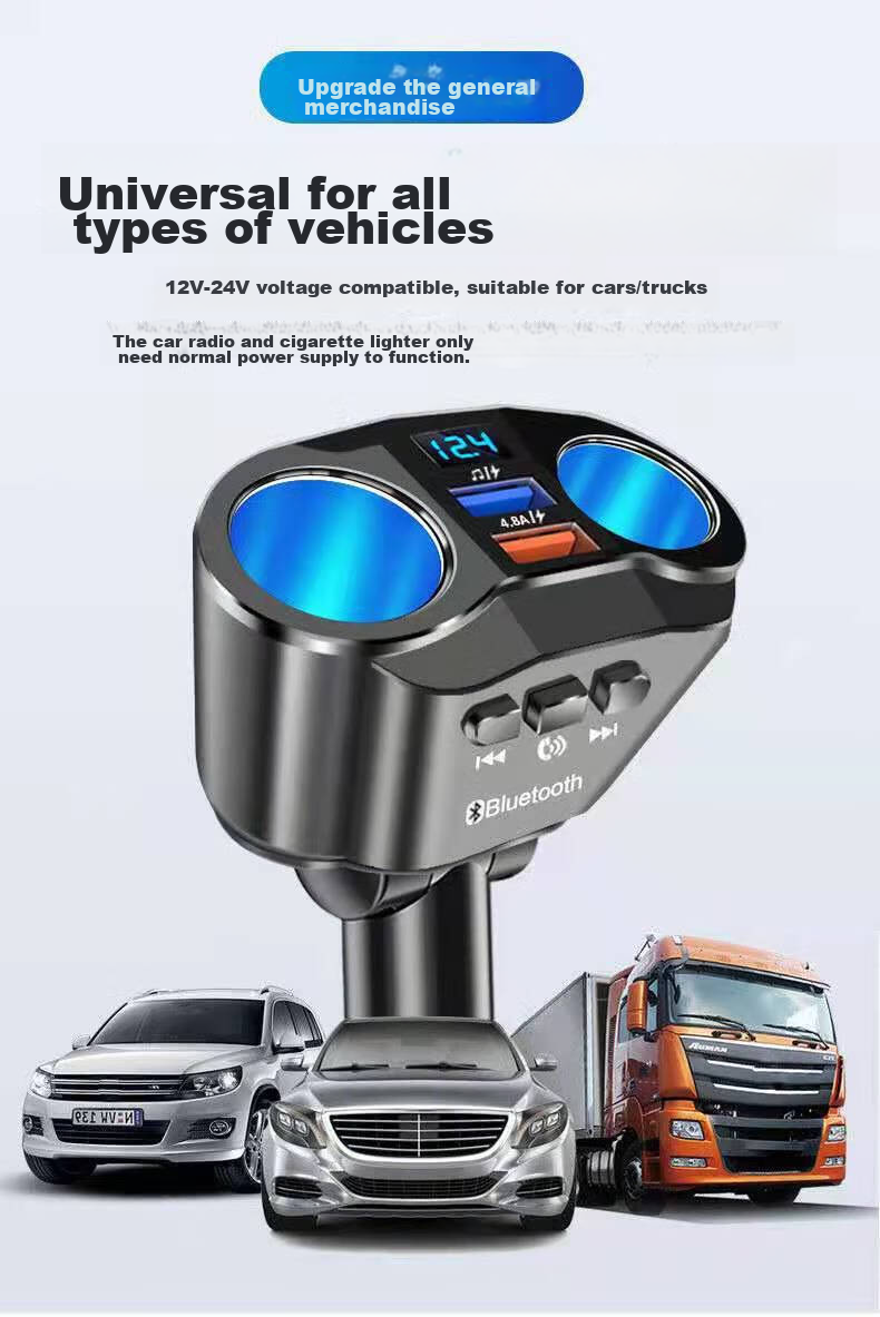 Автомобильное зарядное устройство Kylie GSF-002, MP3 Bluetooth-плеер, черный, складная модель с цифровым дисплеем, 24 Вт быстрой зарядки