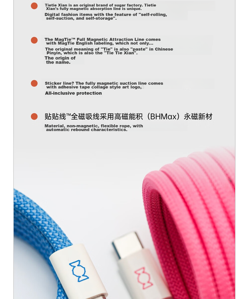 Кабель CANDYSIGN MagTie, USB C-C, 60W, 3A, 1.6м, белый