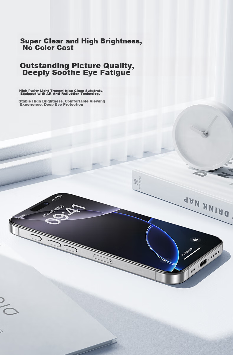 Защитное стекло Benks AR Ultra-Clear для Apple iPhone 16 Pro Max, противобликовое, полноэкранное, HD, антиотпечатки