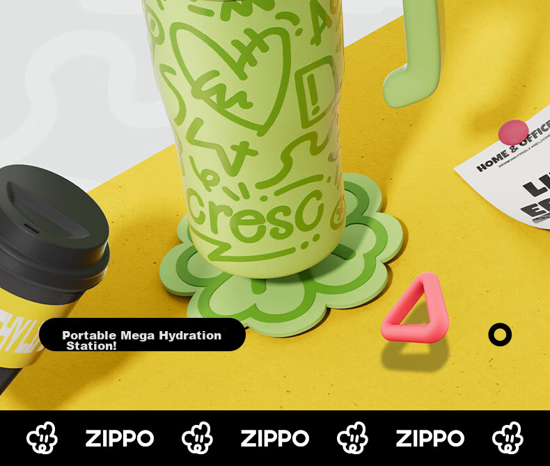 Термокружка ZIPPO, 1250 мл, зеленая, для женщин, стильная, из нержавеющей стали, с удобной крышкой