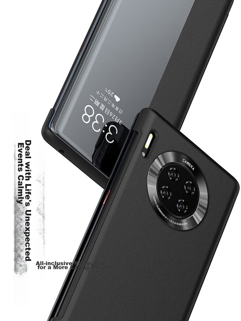 Чехол Eddga для Huawei Mate 30 Pro / Mate 30 Pro+, кожаный "Chuan Lian Jin Bao", с окном Smart View, защита от падений, без откидывания для ответа на звонки