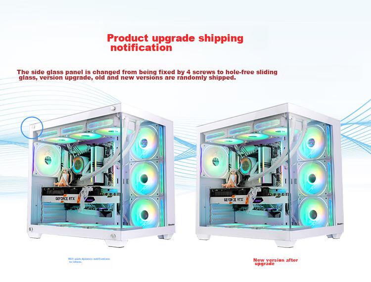 Корпус Huntkey S980 White Panoramic Edition Seaside View, ATX, mATX, Mini-ITX, белый, стекло, 160 мм, 400 мм
