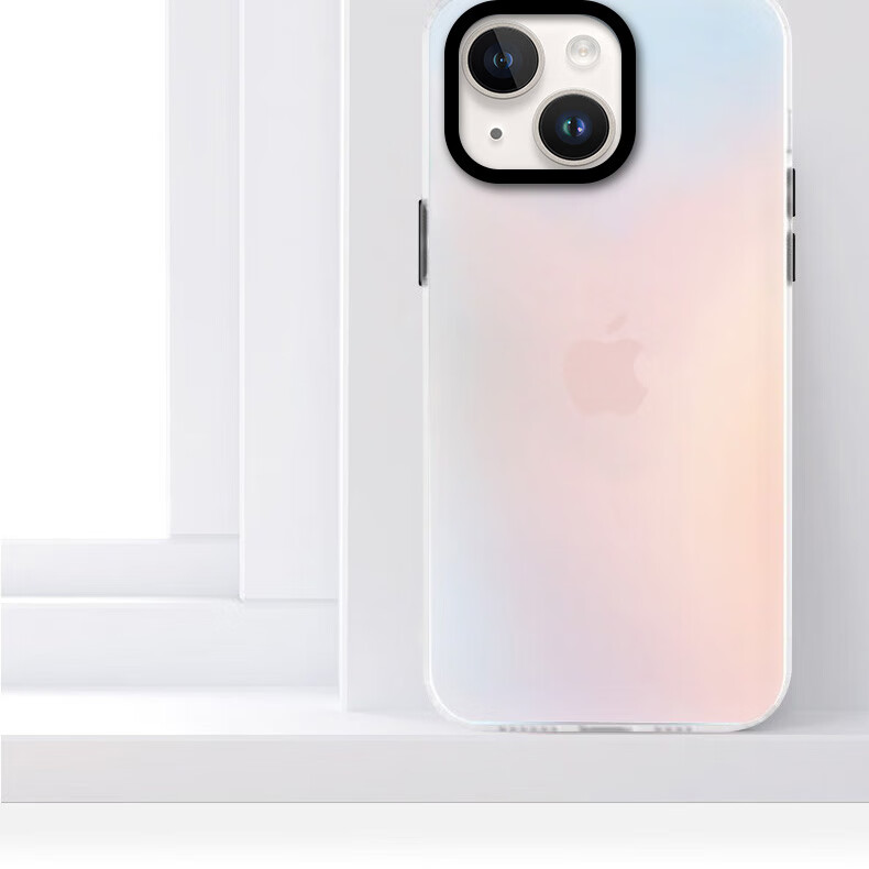 Чехол для iPhone 14 Baozou, силиконовый, с мягким краем, полупрозрачный, полная защита, противоударный, лазерный градиент, премиальный матовый жесткий чехол