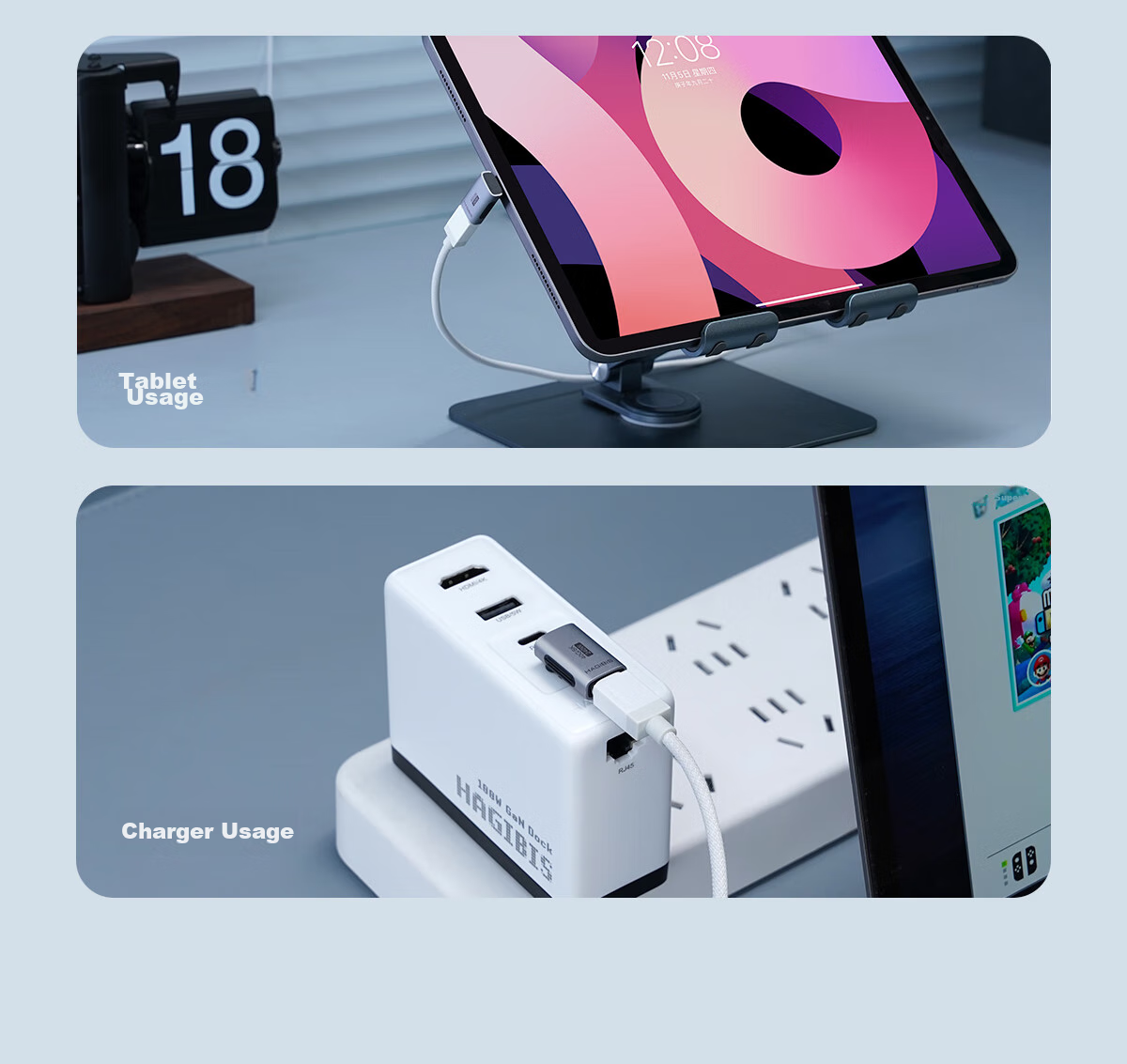 Переходник Hagibis Type-C угловой 90 градусов, Thunderbolt 4, USB4, Male-Female, для iPhone 16 и компьютеров
