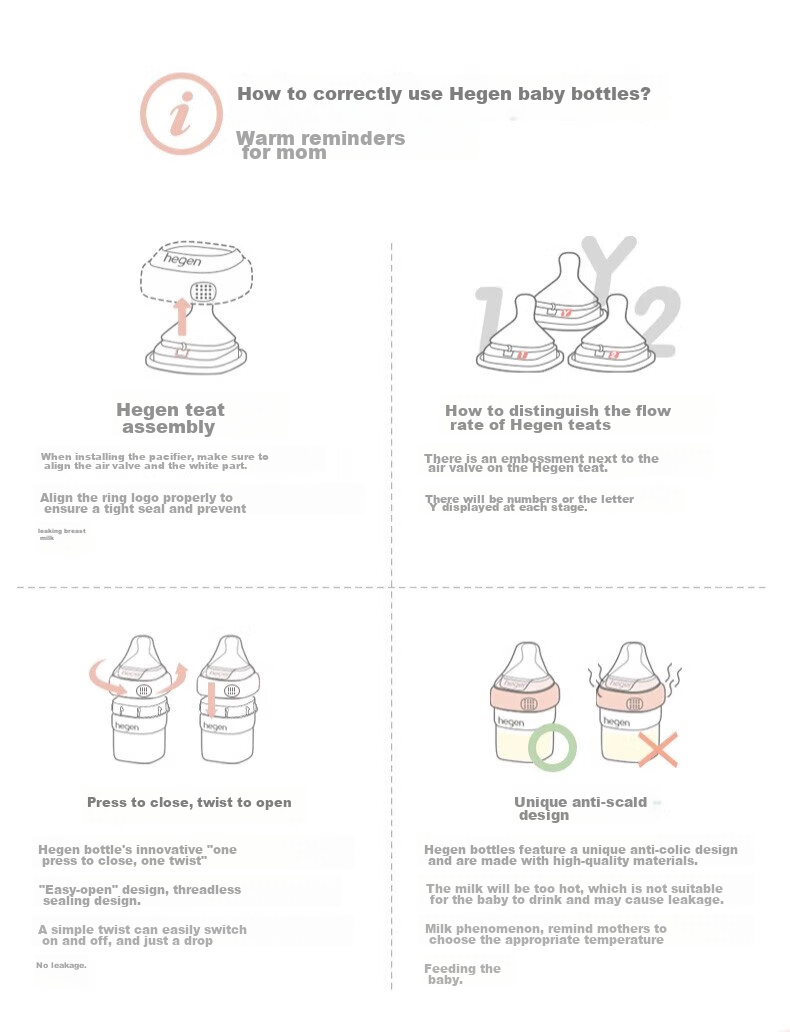 Бутылочка для кормления HEGEN Baby Bottle Set, PPSU, 150мл + 240мл, с крышками для хранения, набор из 2 шт., цвет "Morandi"