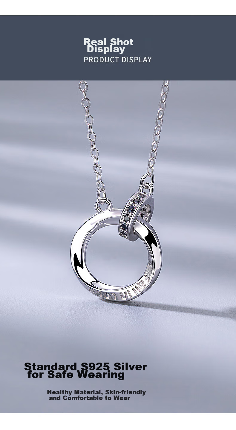 Серебряное колье Qlady Mobius для мужчин, подвеска из стерлингового серебра 925 пробы с фианитом, подарок на день рождения и Новый год
